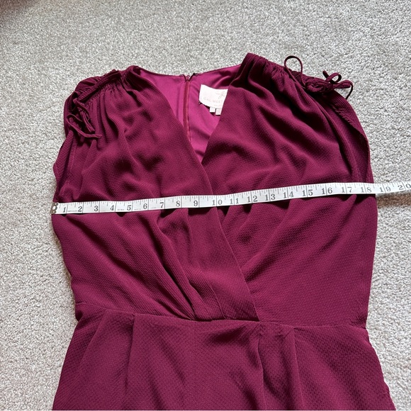 Gal Meets Glam Luella Ruched Shoulder Crop Wide Leg Jumpsuit Oxblood Red Size 8 - Picture 7 of 11